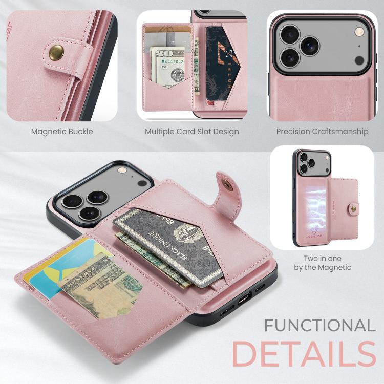 For iPhone 17 Pro Max JEEHOOD J01 Retro Magnetic Detachable Wallet Phone Case