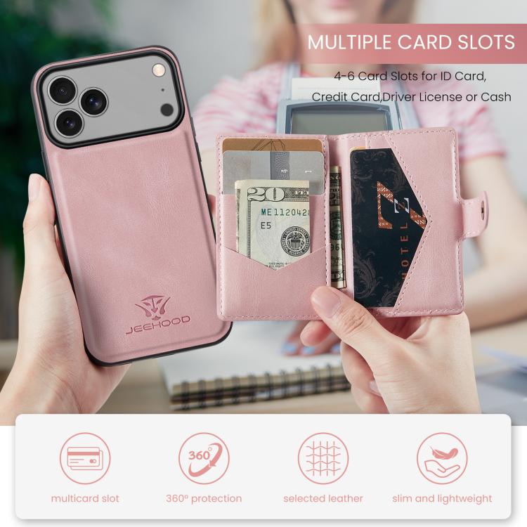 For iPhone 17 Pro Max JEEHOOD J01 Retro Magnetic Detachable Wallet Phone Case