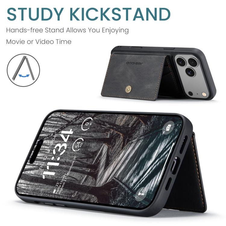 For iPhone 17 Pro JEEHOOD J01 Retro Magnetic Detachable Wallet Phone Case