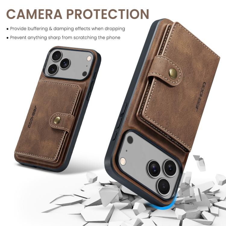 For iPhone 17 Pro JEEHOOD J01 Retro Magnetic Detachable Wallet Phone Case