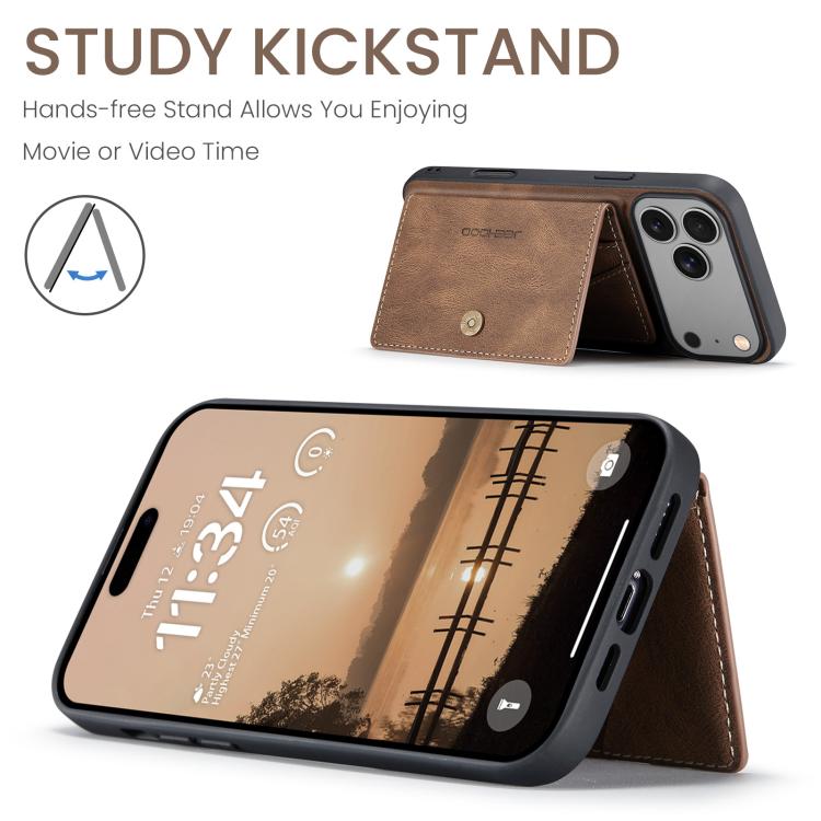 For iPhone 17 Pro JEEHOOD J01 Retro Magnetic Detachable Wallet Phone Case