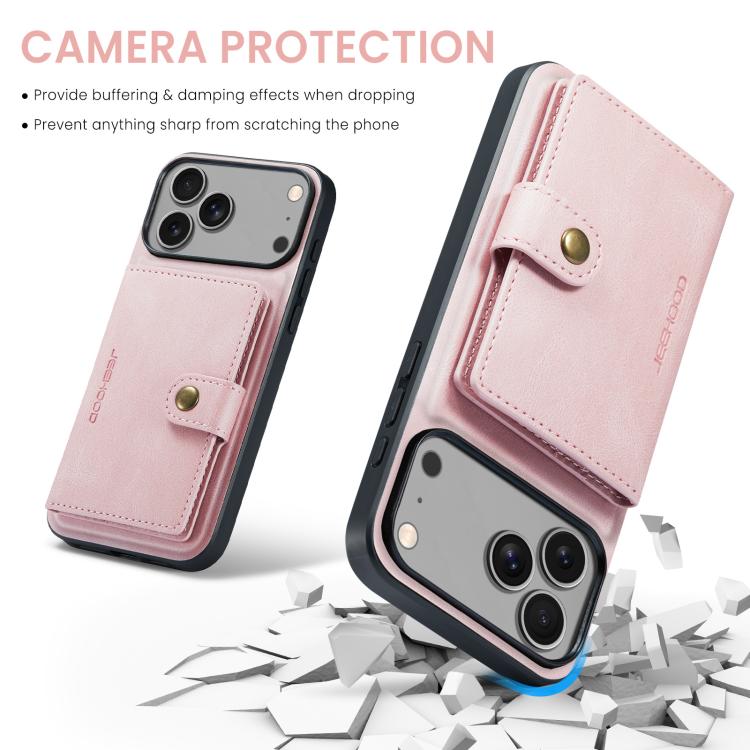 For iPhone 17 Pro JEEHOOD J01 Retro Magnetic Detachable Wallet Phone Case