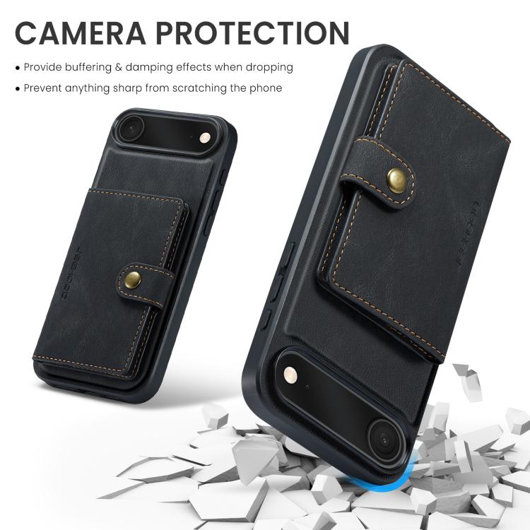 For iPhone Air JEEHOOD J01 Retro Magnetic Detachable Wallet Phone Case