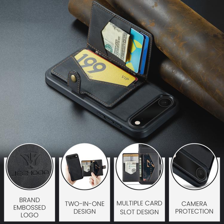 For iPhone Air JEEHOOD J01 Retro Magnetic Detachable Wallet Phone Case