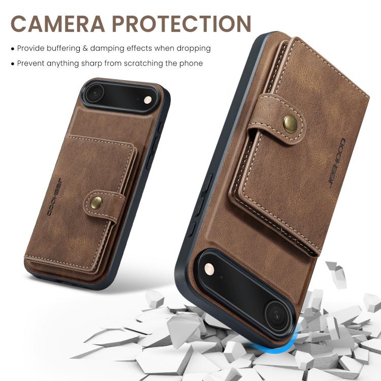 For iPhone Air JEEHOOD J01 Retro Magnetic Detachable Wallet Phone Case