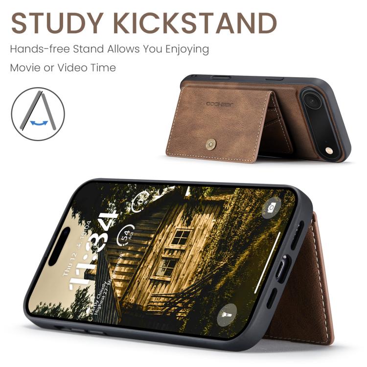 For iPhone Air JEEHOOD J01 Retro Magnetic Detachable Wallet Phone Case