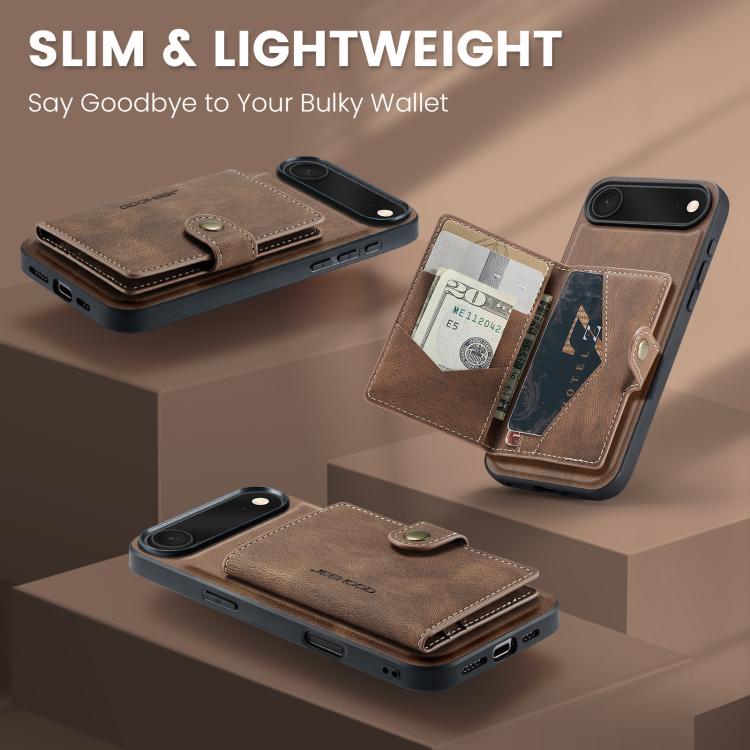 For iPhone Air JEEHOOD J01 Retro Magnetic Detachable Wallet Phone Case