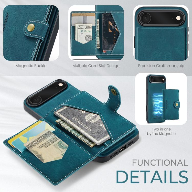 For iPhone Air JEEHOOD J01 Retro Magnetic Detachable Wallet Phone Case