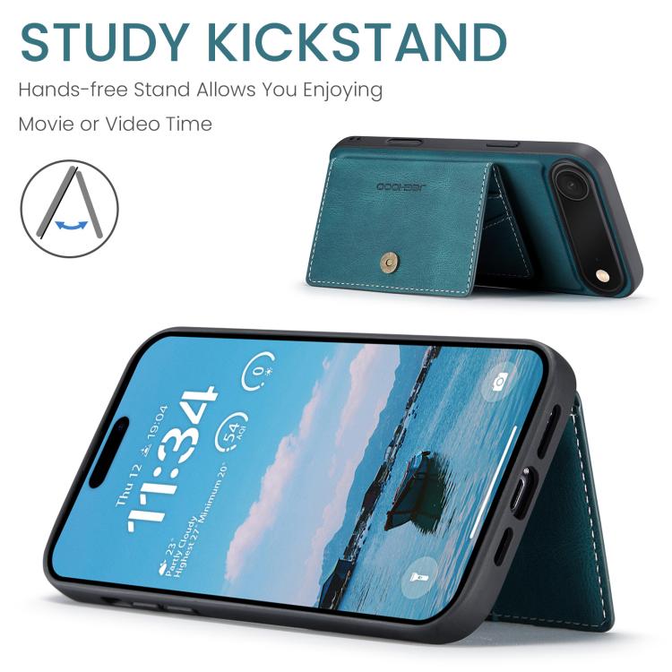 For iPhone Air JEEHOOD J01 Retro Magnetic Detachable Wallet Phone Case