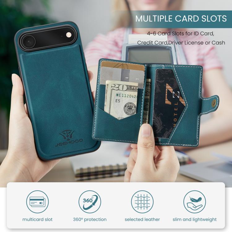 For iPhone Air JEEHOOD J01 Retro Magnetic Detachable Wallet Phone Case