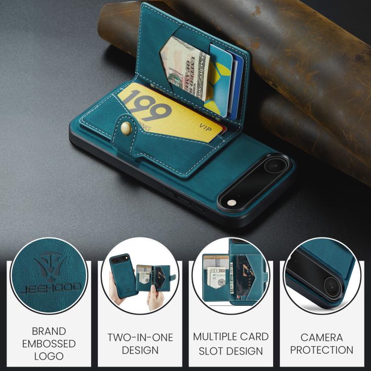 For iPhone Air JEEHOOD J01 Retro Magnetic Detachable Wallet Phone Case