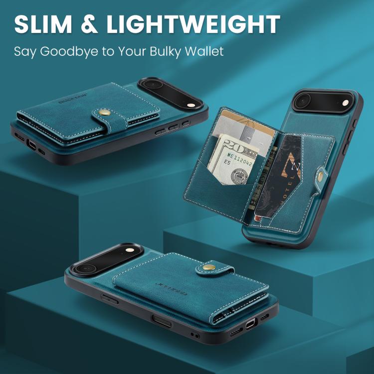 For iPhone Air JEEHOOD J01 Retro Magnetic Detachable Wallet Phone Case