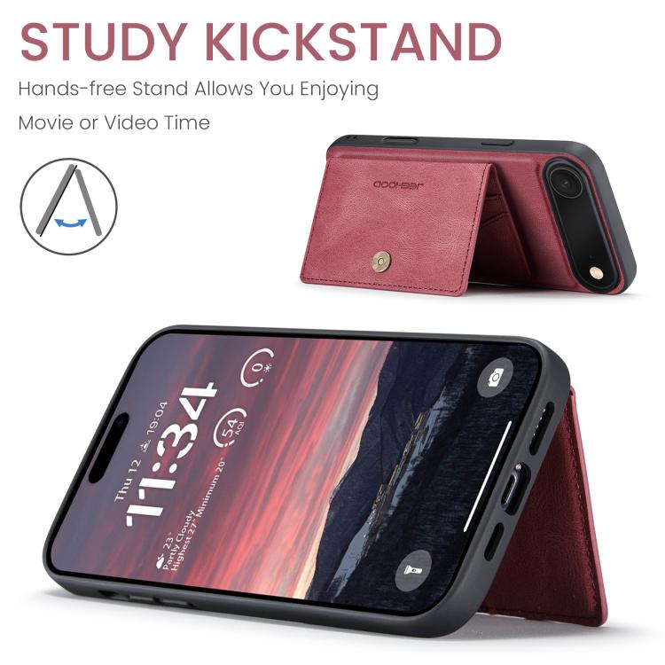 For iPhone Air JEEHOOD J01 Retro Magnetic Detachable Wallet Phone Case