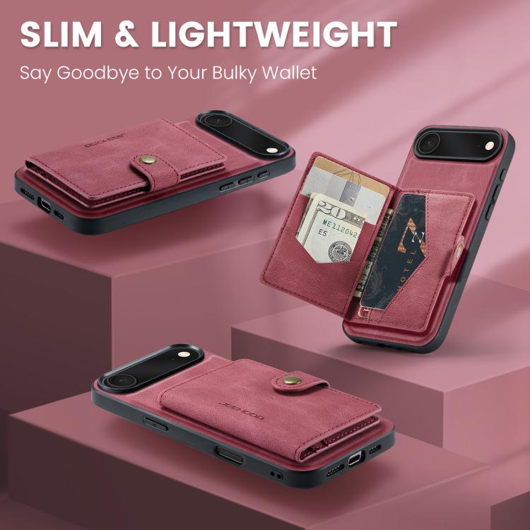 For iPhone Air JEEHOOD J01 Retro Magnetic Detachable Wallet Phone Case