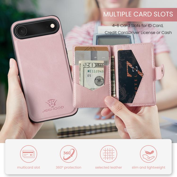 For iPhone Air JEEHOOD J01 Retro Magnetic Detachable Wallet Phone Case