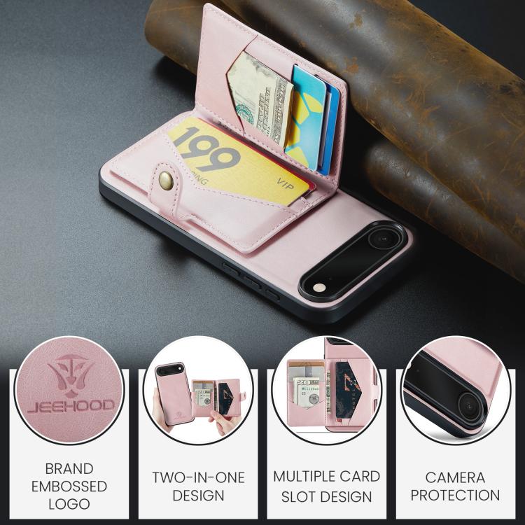 For iPhone Air JEEHOOD J01 Retro Magnetic Detachable Wallet Phone Case