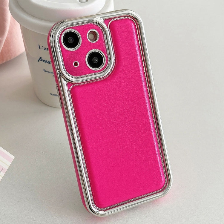 For iPhone 14 Plus Electroplated Edge Frosted Leather TPU Phone Case