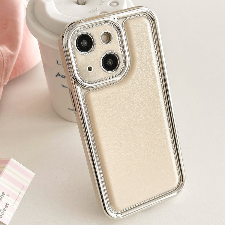For iPhone 14 Electroplated Edge Frosted Leather TPU Phone Case