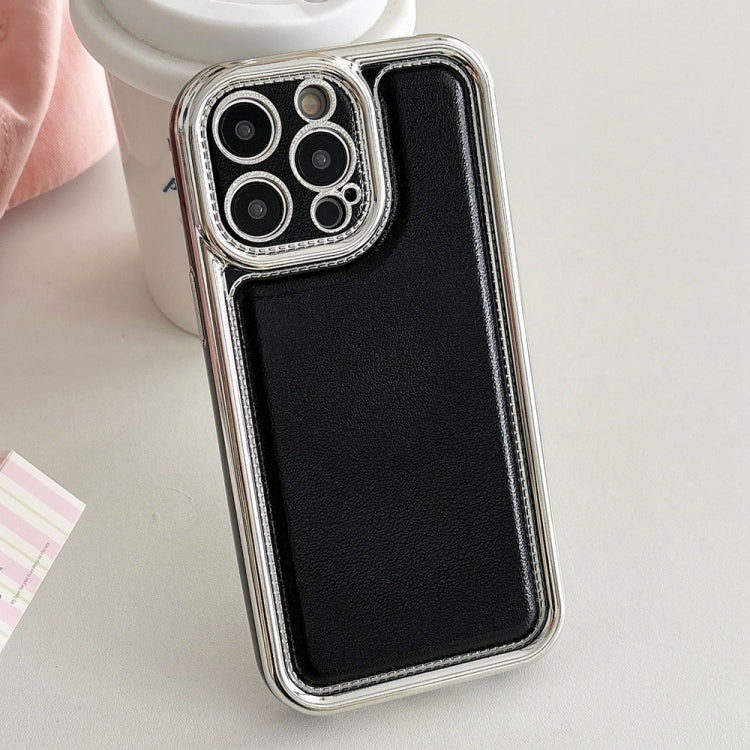 For iPhone 14 Pro Electroplated Edge Frosted Leather TPU Phone Case