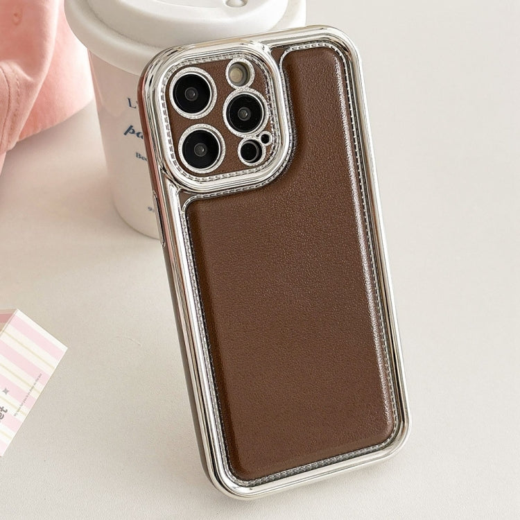 For iPhone 13 Pro Max Electroplated Edge Frosted Leather TPU Phone Case