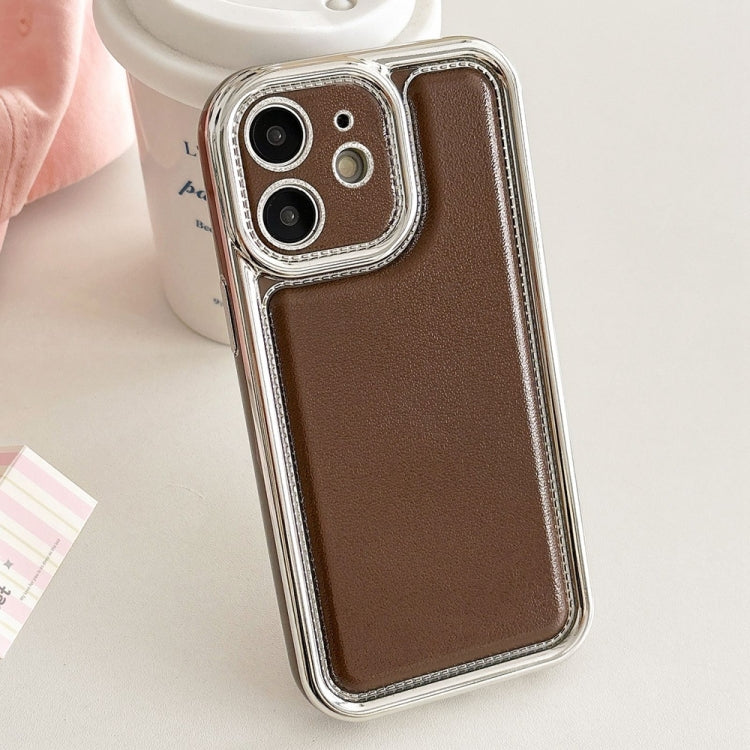For iPhone 12 Electroplated Edge Frosted Leather TPU Phone Case