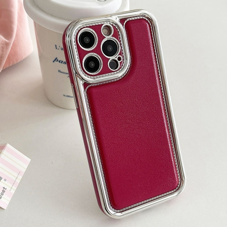 For iPhone 12 Pro Electroplated Edge Frosted Leather TPU Phone Case