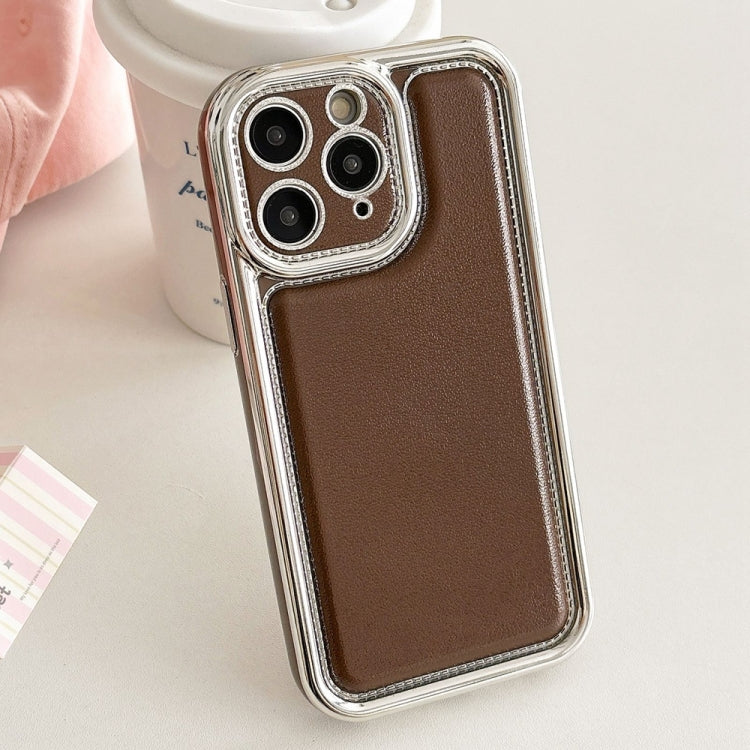 For iPhone 11 Pro Max Electroplated Edge Frosted Leather TPU Phone Case