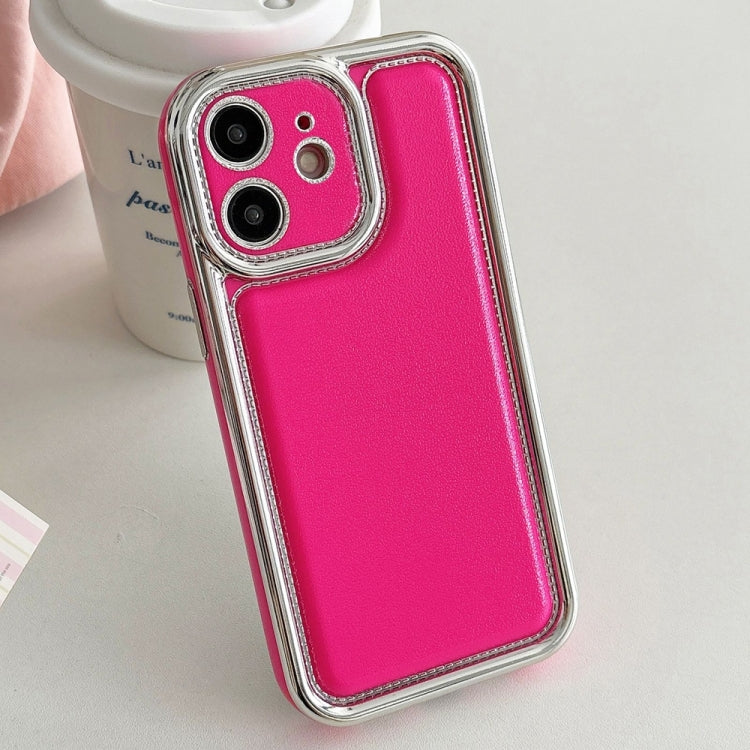 For iPhone 11 Electroplated Edge Frosted Leather TPU Phone Case