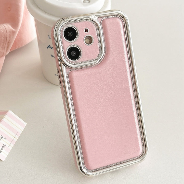For iPhone 11 Electroplated Edge Frosted Leather TPU Phone Case