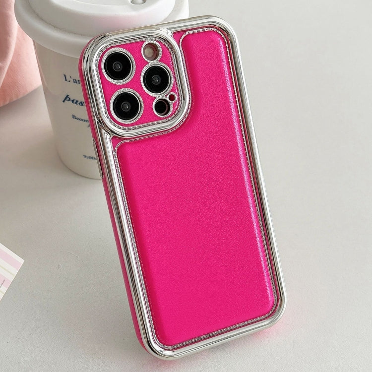 For iPhone 16 Pro Electroplated Edge Frosted Leather TPU Phone Case