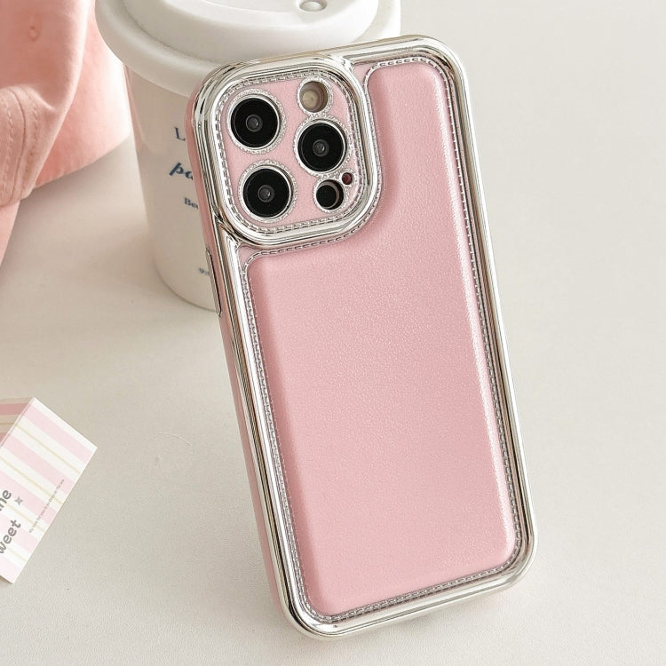 For iPhone 16 Pro Electroplated Edge Frosted Leather TPU Phone Case