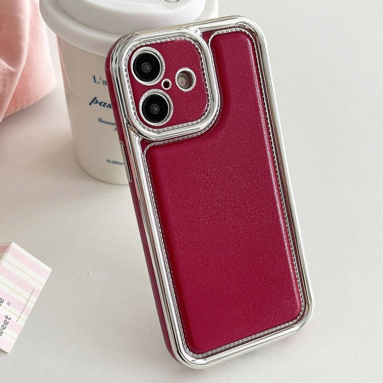 For iPhone 16 Electroplated Edge Frosted Leather TPU Phone Case