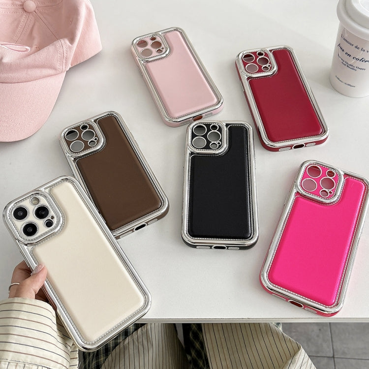 For iPhone 15 Pro Electroplated Edge Frosted Leather TPU Phone Case