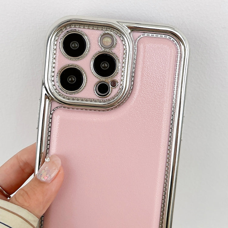 For iPhone 12 Pro Max Electroplated Edge Frosted Leather TPU Phone Case