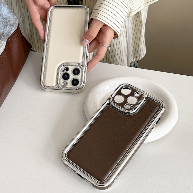 For iPhone 14 Pro Electroplated Edge Frosted Leather TPU Phone Case
