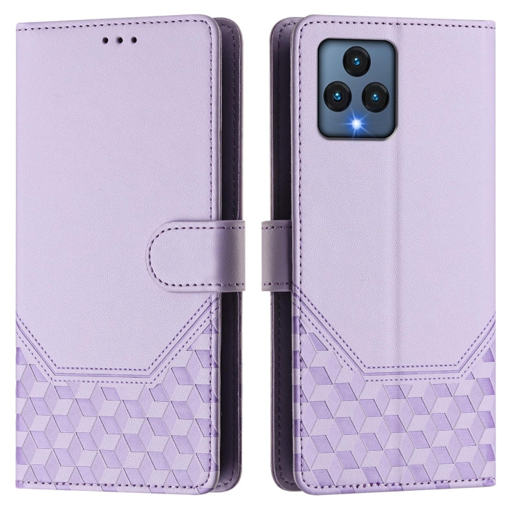 For T-Mobile Revvl 6 5G / 6x 5G Honeycomb Embossing RFID Leather Phone Case