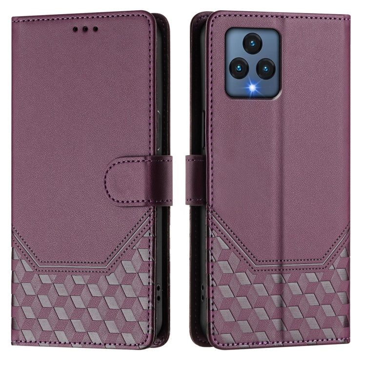 For T-Mobile Revvl 6 5G / 6x 5G Honeycomb Embossing RFID Leather Phone Case
