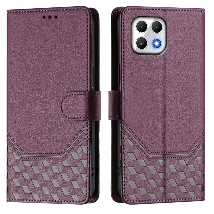 For T-Mobile Revvl 7 Honeycomb Embossing RFID Leather Phone Case
