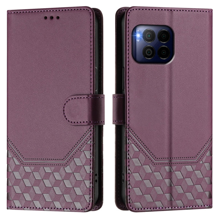 For T-Mobile Revvl 7 Pro Honeycomb Embossing RFID Leather Phone Case