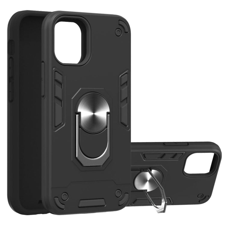 For iPhone 12 mini 2 in 1 Armour Series PC + TPU Protective Case with Ring Holder