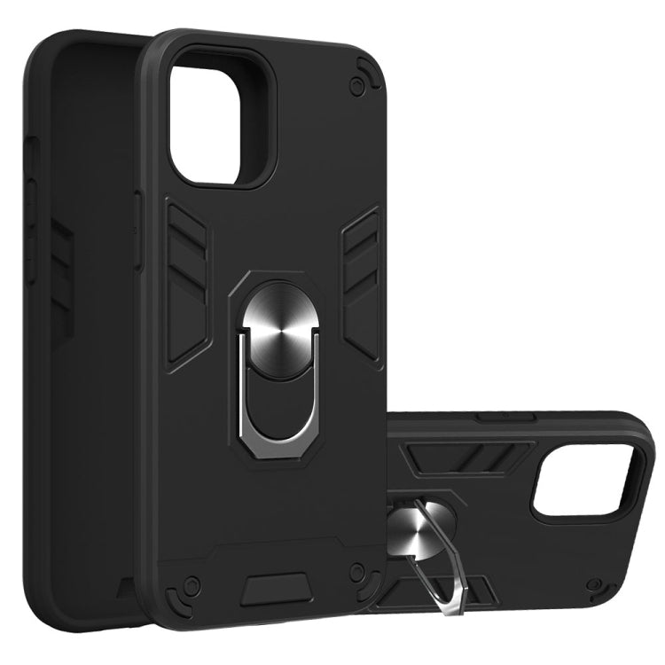For iPhone 12 Pro Max 2 in 1 Armour Series PC + TPU Protective Case with Ring Holder