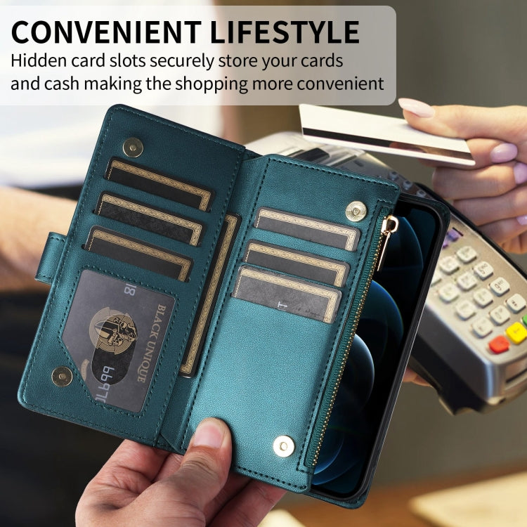 For iPhone 13 Pro Max Crossbody Zipper Wallet Rhombus Leather Phone Case