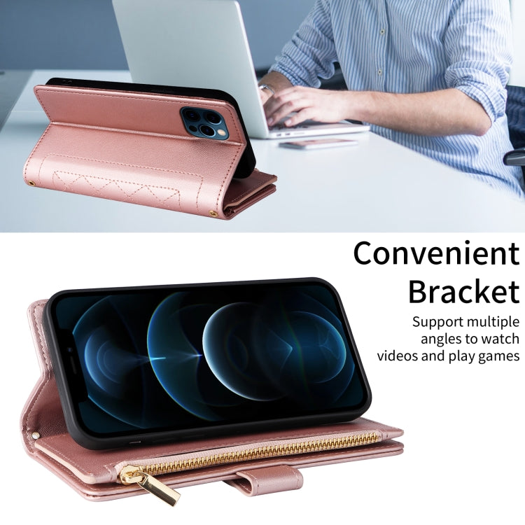 For iPhone 11 Pro Max Crossbody Zipper Wallet Rhombus Leather Phone Case