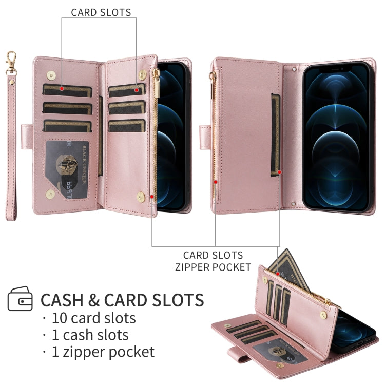 For iPhone 11 Pro Max Crossbody Zipper Wallet Rhombus Leather Phone Case