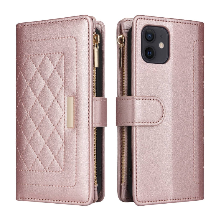 For iPhone 11 Crossbody Zipper Wallet Rhombus Leather Phone Case