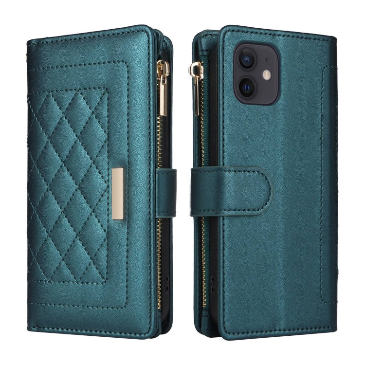 For iPhone 11 Crossbody Zipper Wallet Rhombus Leather Phone Case