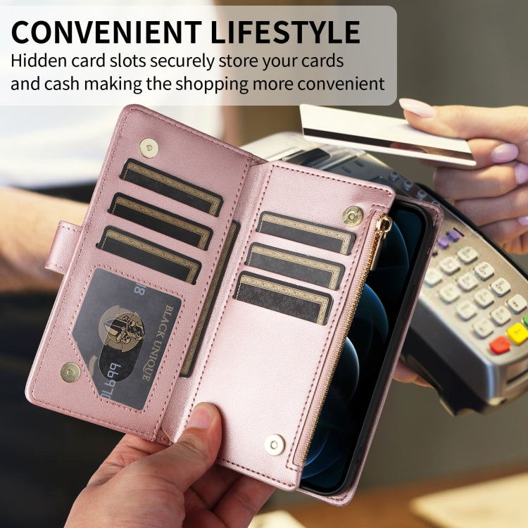 For iPhone 11 Pro Crossbody Zipper Wallet Rhombus Leather Phone Case