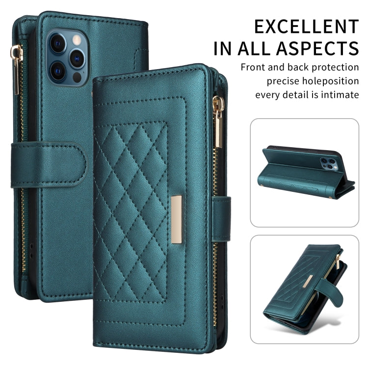 For iPhone 11 Pro Crossbody Zipper Wallet Rhombus Leather Phone Case