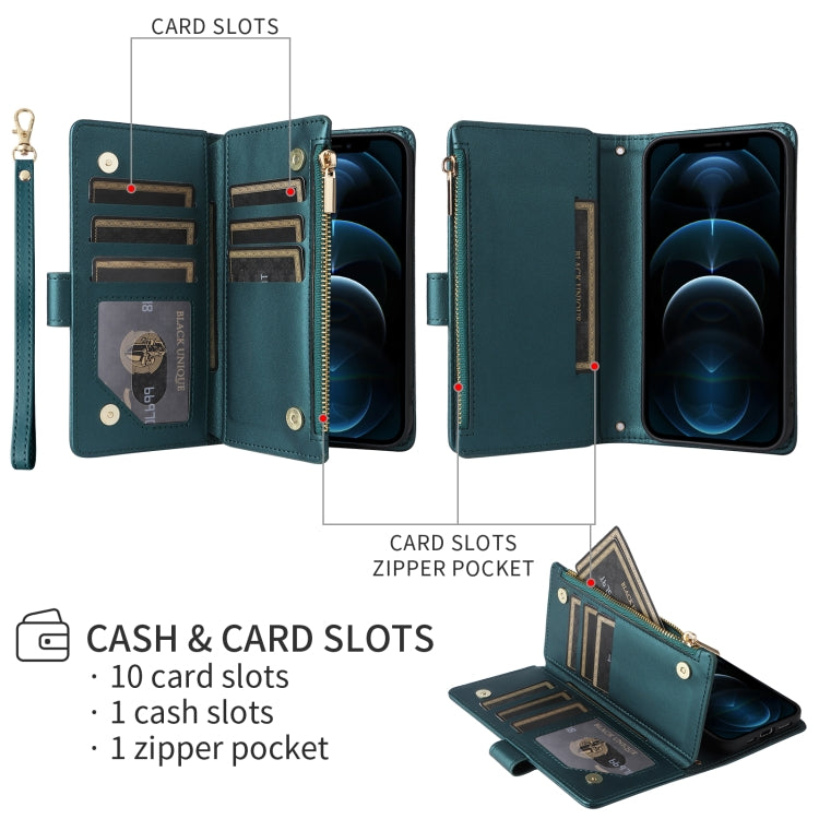 For iPhone 11 Pro Crossbody Zipper Wallet Rhombus Leather Phone Case