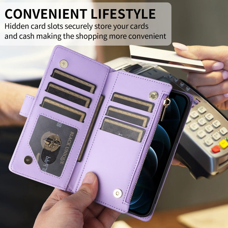 For iPhone XR Crossbody Zipper Wallet Rhombus Leather Phone Case